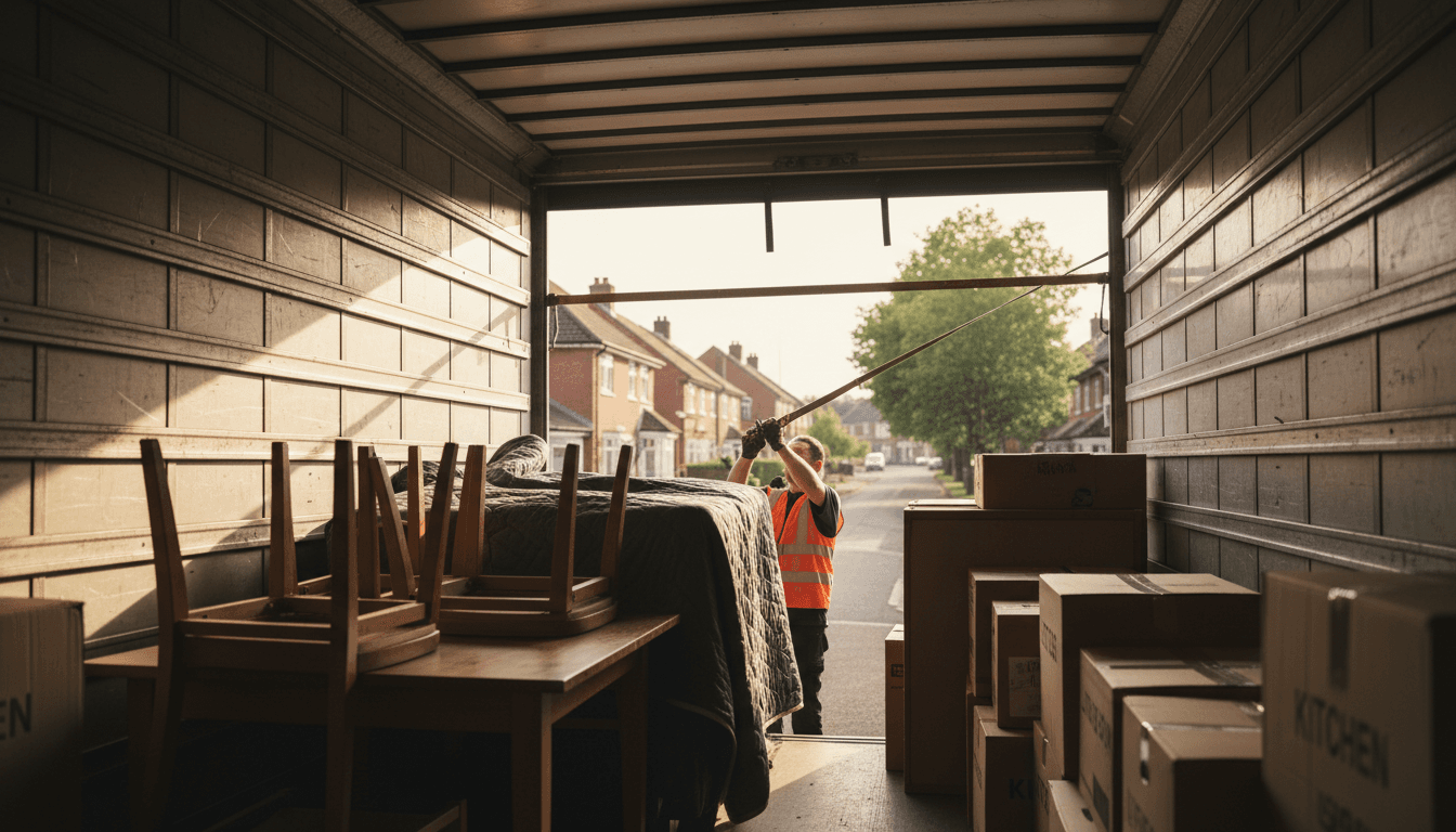 Junk removal team loading furniture into a truck